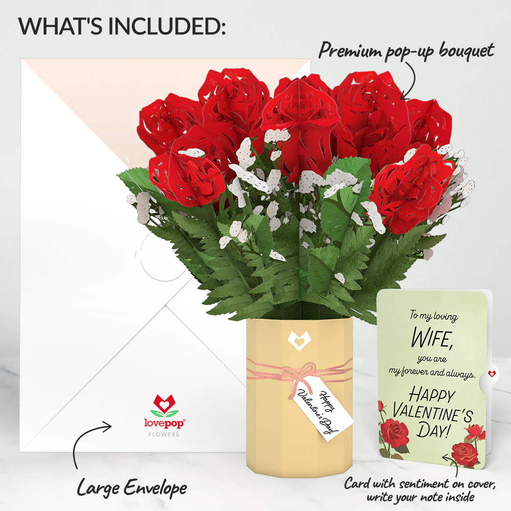 Valentine's Day Flower Bouquet and Sentiment Set for Wife - Image 2