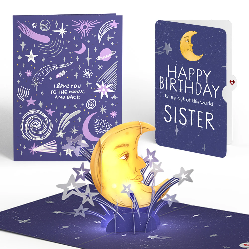 Love You to the Moon and Back Birthday Light-Up Pop-Up Card and Sentiment Set for Sister