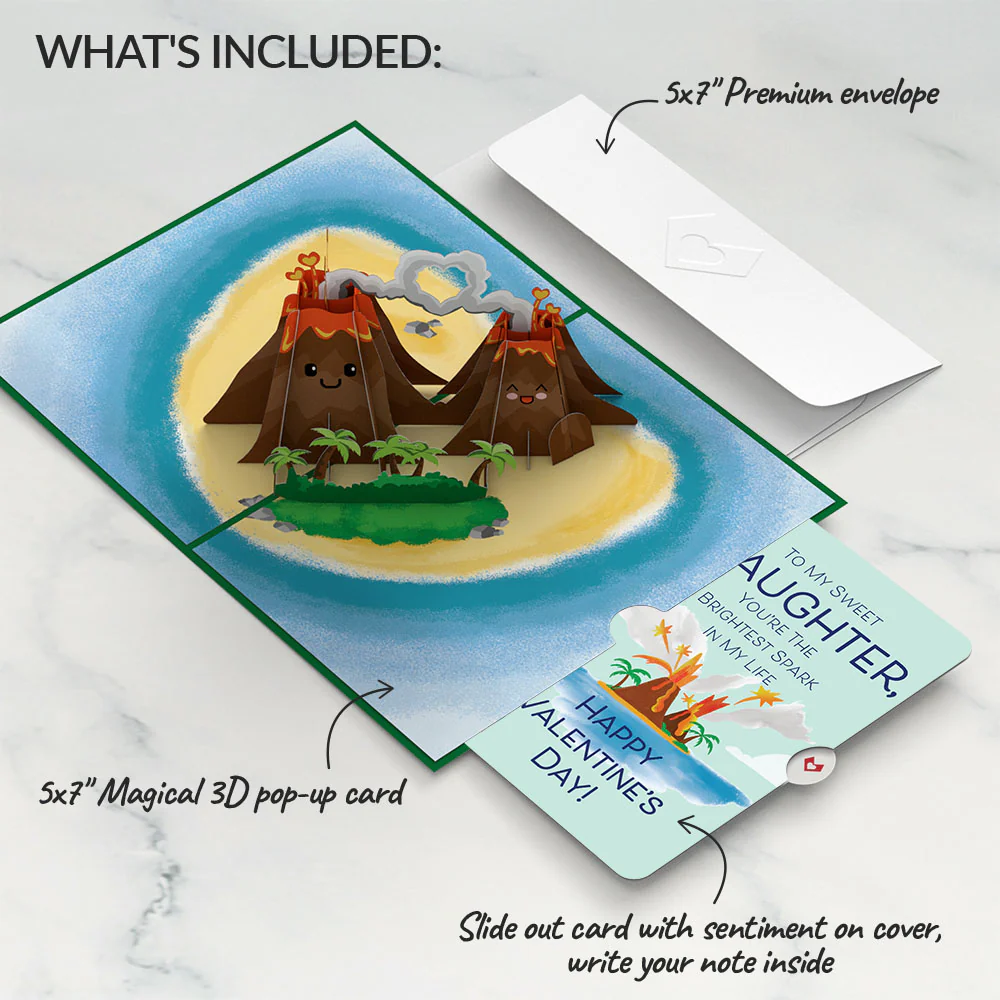 I Lava You Valentine Pop-Up Card and Sentiment Set for Daughter - Image 2