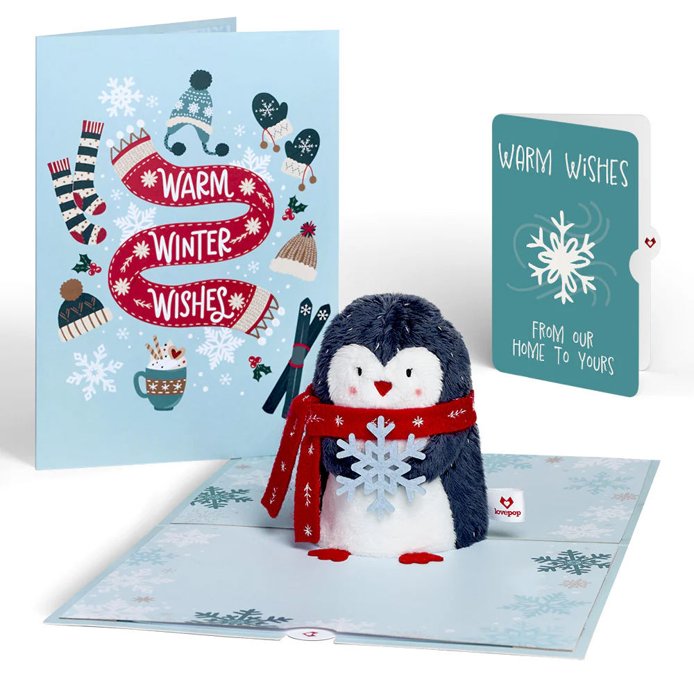 'Warm Winter Wishes' Holiday Penguin Plushpop Card and Sentiment Set